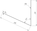 Планка примыкания верхняя к трубе фальц 250x210 мм, 3005 винно-красный матовый