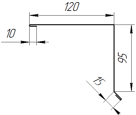 Планка торцевая 120x95x2000 мм, цинк
