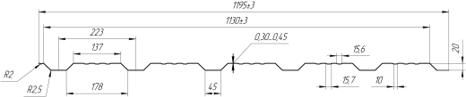 Профнастил К20 1195/1130x0,45 мм, Текила