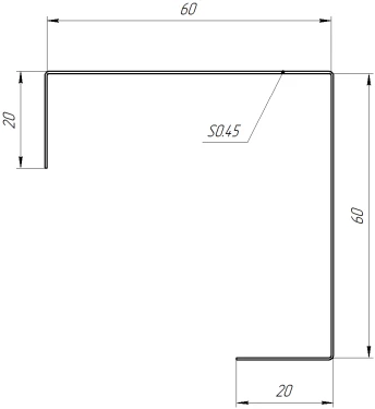 Декоративная накладка угловая 20x60x60x20 мм, 3020 транспортный красный глянцевый